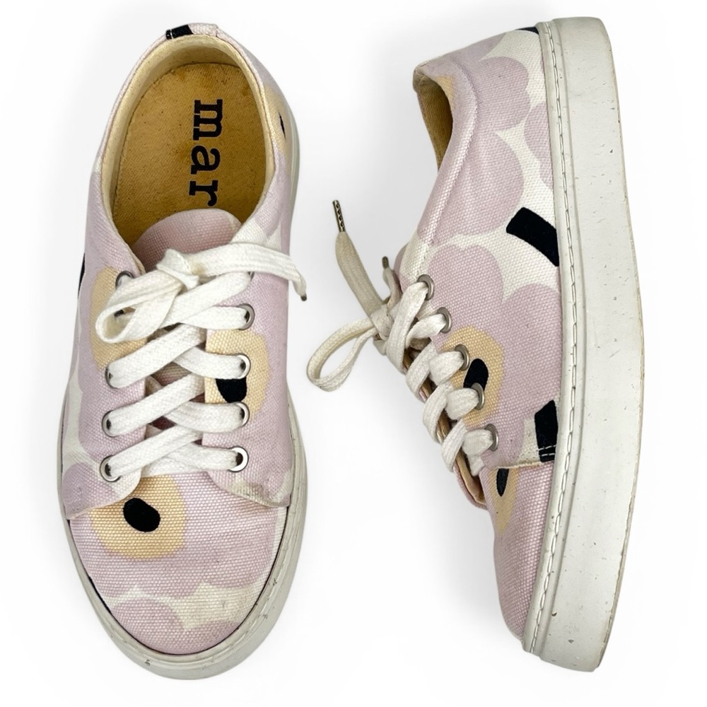 Marimekko Drutha Mini Unikko Low Top Sneakers Poppy Floral Print Women 38 - Picture 2 of 9